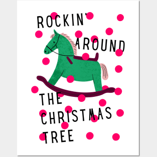 Rocking Around the Christmas Tree with Pink Dots Posters and Art